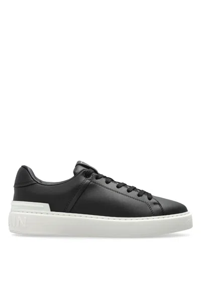 Balmain B-court Smooth Leather Trainers In Black