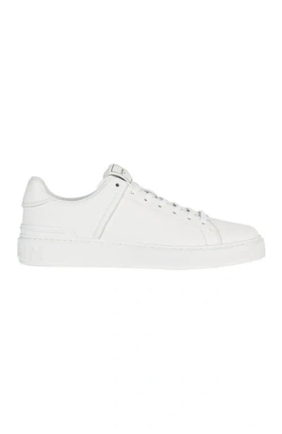 Balmain B-court Smooth Leather Trainers In White