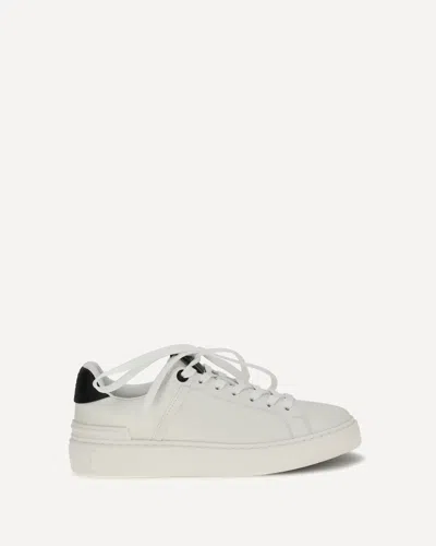 Balmain B-court Sneakers In Calfskin Leather In Green