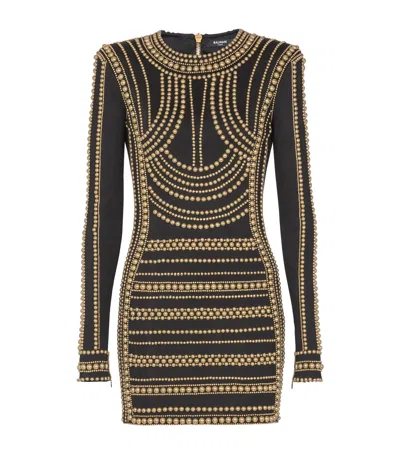 Balmain Embellished Mini Dress In Gold
