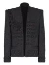 Balmain Beaded-embellished Tweed Jacket In Black