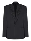 Balmain Beaded-lapel Single-breasted Blazer In Black