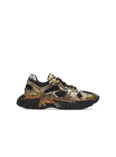 Balmain B-east Sneakers In Printed Leather And Mesh In Multi