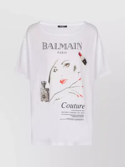 BALMAIN BEAUTY PRINT EMBROIDERY PATCHES T-SHIRT