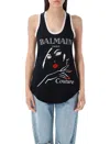 Balmain Tank Top In Black Wool And Polyester