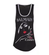 Balmain Tank Top In Black Wool And Polyester In Black
