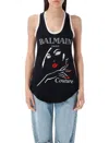Balmain Women's Beauty Print Jersey & Muslin Top In Black