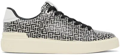 Balmain Beige & Black B-court Flip Sneakers In Eab Noir/blanc