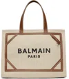 Balmain Beige & Brown B-army 42 Canvas Tote In Gem Naturel/marron