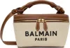 Balmain B Army Vanity Top-handle Bag In Canvas In Gem Naturel/marron