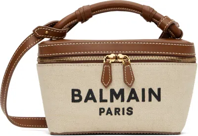 BALMAIN BEIGE & BROWN B-ARMY VANITY CASE BAG