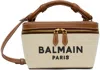 Balmain B-army Vanity Beige Canvas Bag In Gem Naturel/marron