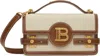 Balmain Beige & Brown B-buzz 24 Canvas & Leather Bag In Gem Naturel/marron