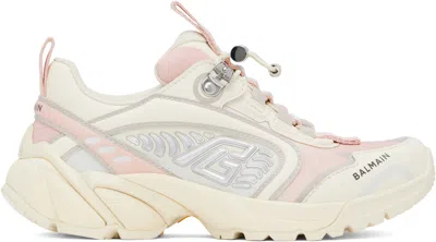 BALMAIN BEIGE & PINK COSMIC DUST SNEAKERS
