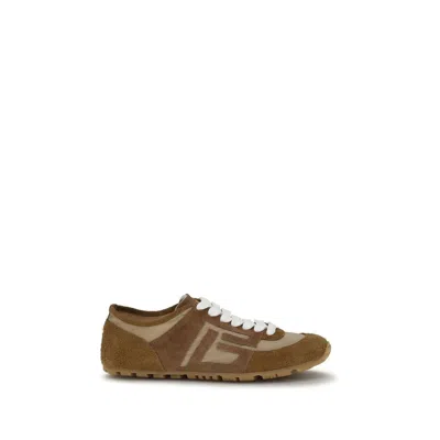 Balmain Beige Calf Leather Bos Taurus Athletic Sneakers In Brown