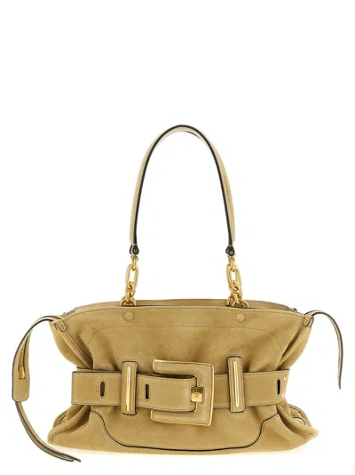 Balmain Beige Calfskin Shoulder Women's Bag In Black