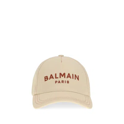 Balmain Beige Cotton Cap (baseball Hat)