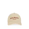 Balmain Paris Embroidered Cap In Sand