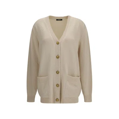 Balmain Beige Cotton Cardigan In Brown
