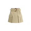 Balmain Gabardine Mini Skirt With Gold-tone Hardware In Neutral