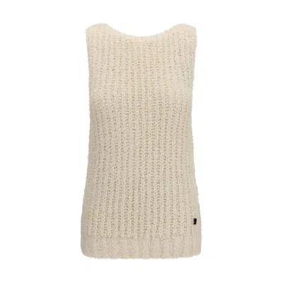Balmain Beige Cotton Sleeveles Sweater In Neutral