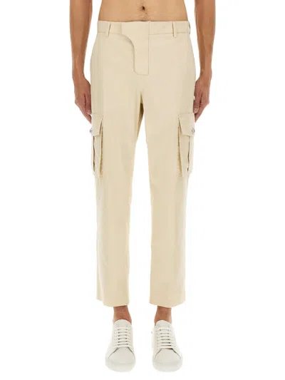 Balmain Beige Cotton Trousers In Neutral