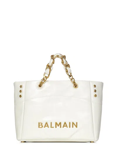 Balmain Beige Handbag With Structured Design In White