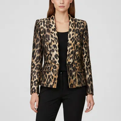 Pre-owned Balmain Beige Leopard Jacquard Single Breasted Blazer M In Sand