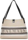 Balmain Medium Release Shopper Bag In Canvas And Calfskin