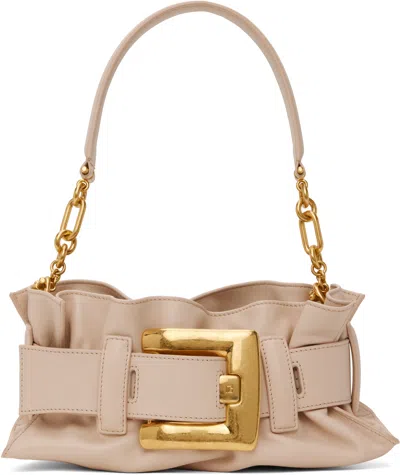 Balmain Beige Mini Anthem Bag In Burgundy
