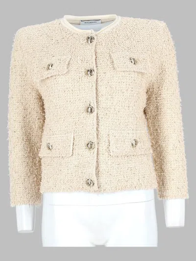 Balmain Beige Mini Jacket For Women In Neutral