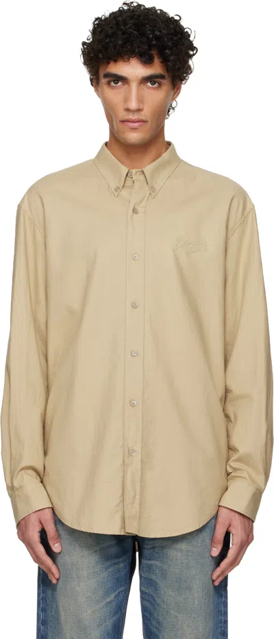 Balmain Beige Oxford Cotton Reg Shirt In Neutral