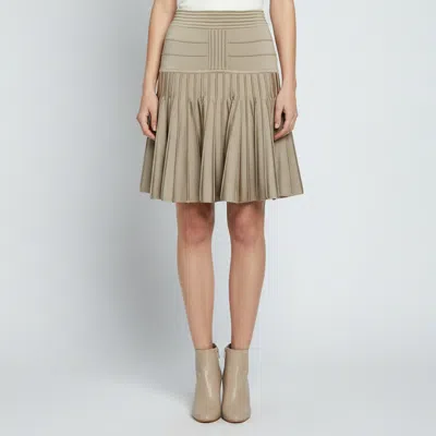 Pre-owned Balmain Beige Paneled Stretch Knit Pleated Mini Skirt M