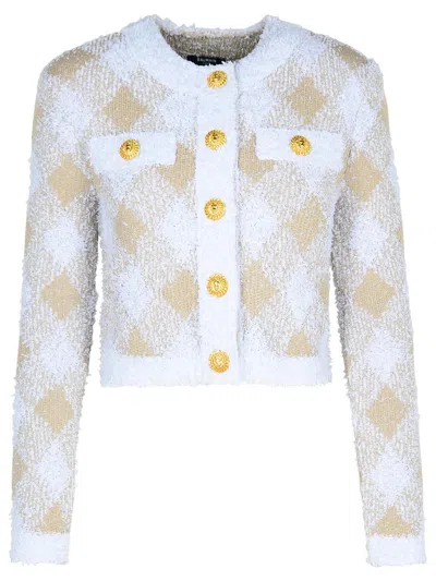 BALMAIN BEIGE POLYAMIDE BLEND JACKET