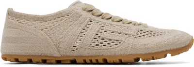 Balmain Beige Racer 45 Macramé Sneakers In Brown