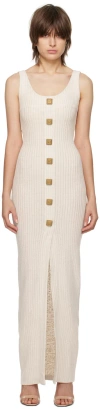 Balmain Ribbed-knit Sleeveless Maxi Dress In 0as Beige