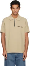 Balmain Beige Short-sleeved Embroidery Polo In Gray