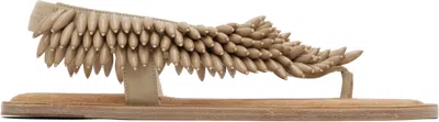 Balmain Beige Suede & Beads Sandals In Brown