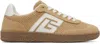 Balmain Beige Suede  Swan Sneakers In Brown