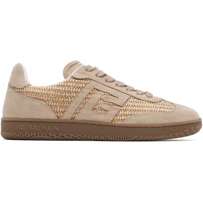Balmain Beige Swan Sneakers In Neutral