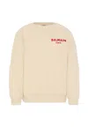 Balmain Beige Sweatshirt For Kids With Logo In Neutral