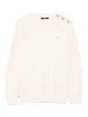 Balmain Beige Sweatshirt With Gold Buttons In White