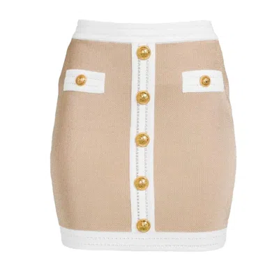 Balmain Beige Viscose Skirt In Brown