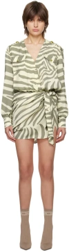 Balmain Beige Zebra Minidress In Glu Beige/kaki Clair