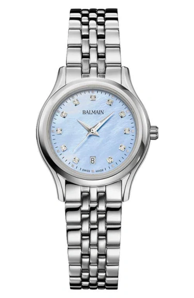 Balmain Beleganza Diamond & Mother-of-pearl Bracelet Watch, 27.5mm In Silver
