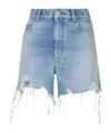 Balmain Woman Denim Shorts Blue Size 10 Cotton In Blue