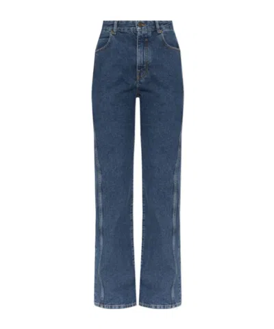 Balmain Logo-embroidered Straight-leg Jeans In Blue