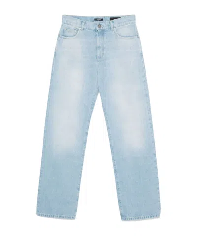 BALMAIN BALMAIN STRAIGHT LEG WASHED DENIM JEANS