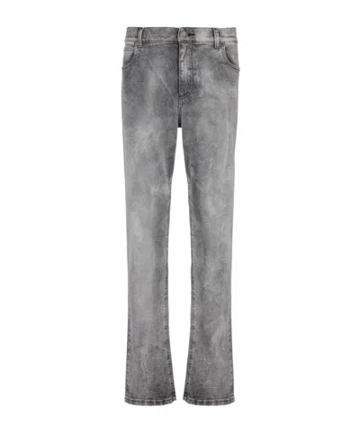 Balmain Regular Fit Washed Denim Jeans In Grey