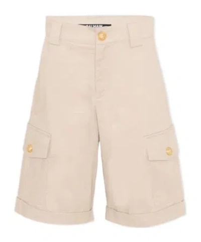Balmain Belt Loop Shorts In Gray